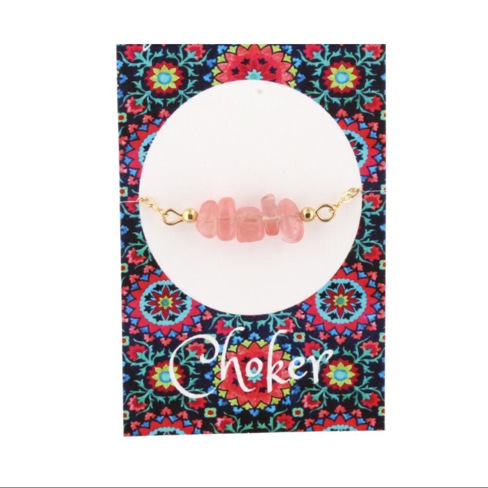 📿 🆕AUCTION PRICE👩🏻‍⚖️ PINK ROCK BEAD CHOKER